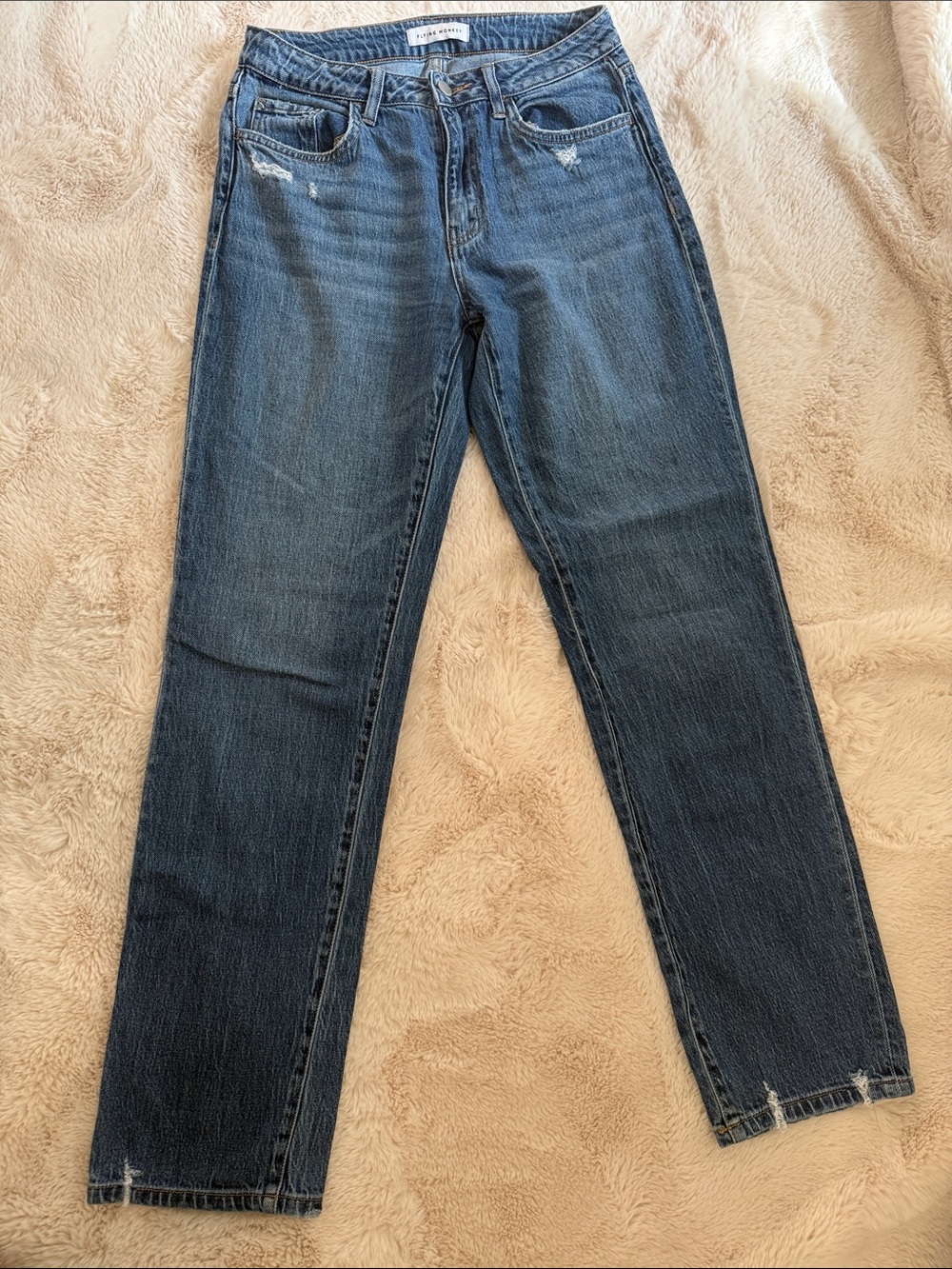 Flying Monkey Medium Blue Denim Jeans with Contrast Stitching